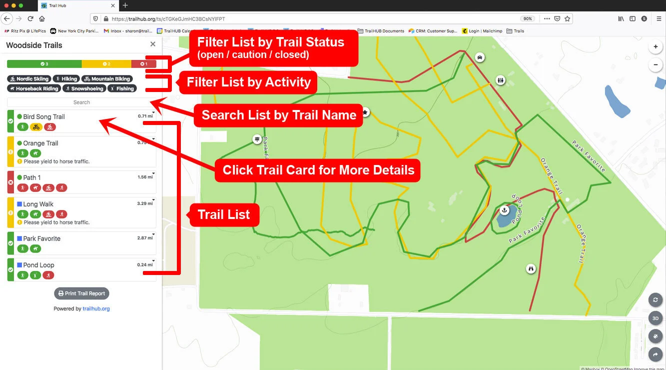 VIEW TRAILS MENU